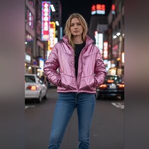 Pants Store Shimmering Pink Puffer Jacket Sz Sm